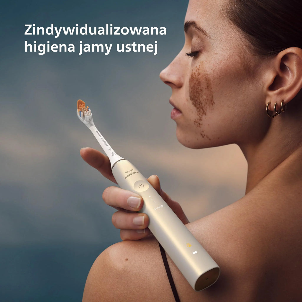 Philips Sonicare DiamondClean 9900 Prestige Elektryczna szczoteczka do zębów z technologią i aplikacją SenseIQ, 5 trybów szczotkowania, etui podróżne do ładowania, kolor szampański, HX9992/44