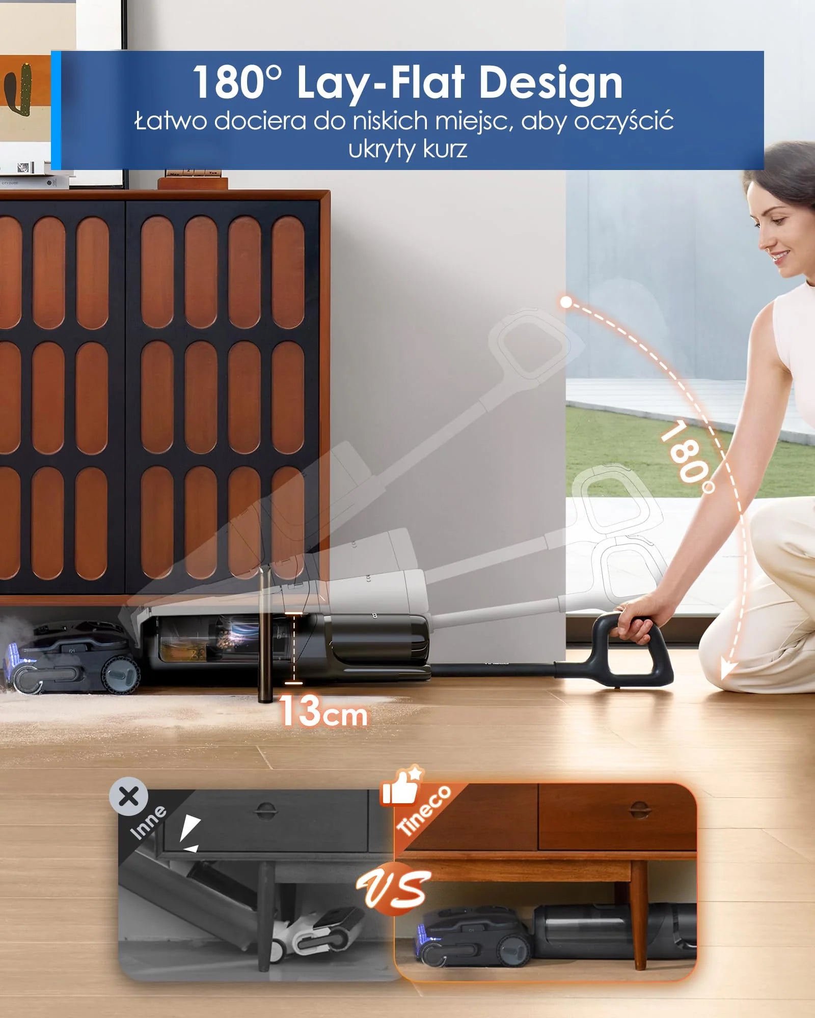 Tineco FLOOR ONE S7 Stretch Steam Draadloze Nat-Droog Stoomzuiger Alles-in-één, 160℃ HyperSteam, 180° Plat Liggend, Anti-Knoop Ontwerp, FlashDry Zelfreiniging, Tot 80 min gebruiksduur