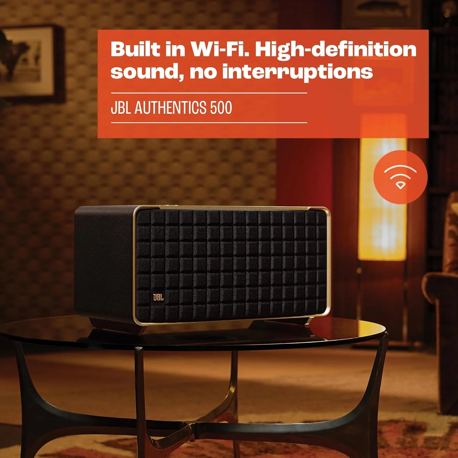 JBL Authentics 300, Głośnik Bezprzewodowy, 8h Odtwarzania, z Wbudowanym Wi-Fi, Bluetooth, Dźwiękiem Stereo i Mocnym Basem, Kompatybilny z Alexa i Google Home, w Stylu Retro
