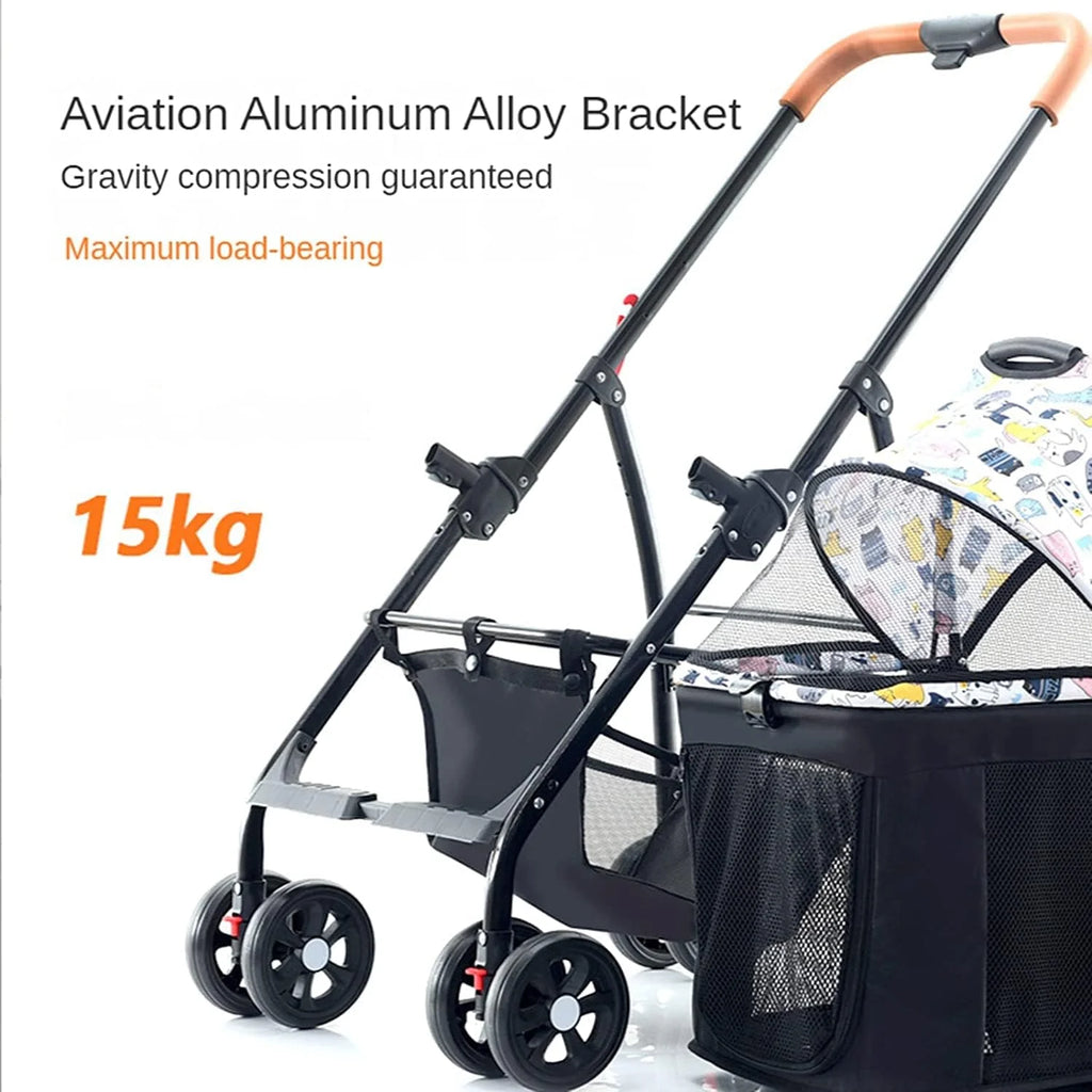 Wózek dla zwierząt Premium Pet Stroller Cat Dog Wózki dla średnich psów, 3 w 1 składany wózek dla kota (czerwony)