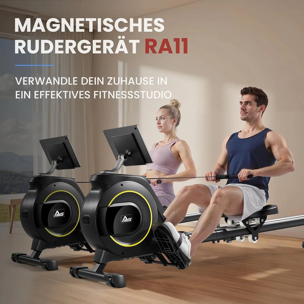 AsVIVA RA11 wioślarz składany | magnetyczny system hamowania i elektronicznie regulowany opór | wioślarz do domu | trening całego ciała i wytrzymałość | fitness | domowy trener do budowy mięśni i
