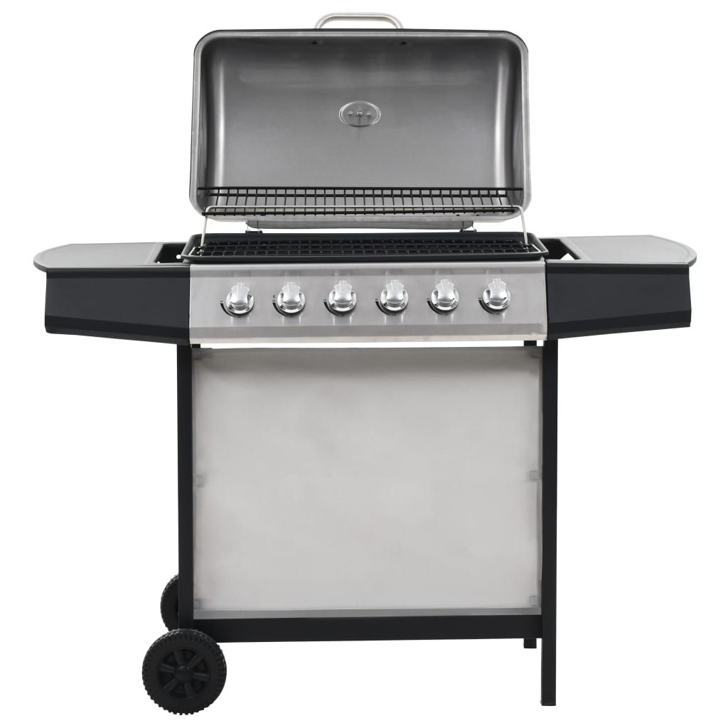 VidaXL przenośny grill gazowy z 6 polami, stal nierdzewna w kolorze srebrnym